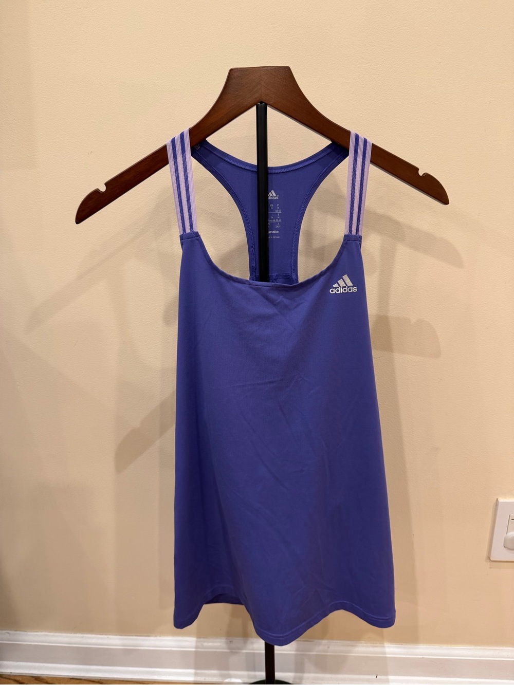 adidas Purple Racerback Sports Tank with Striped Straps